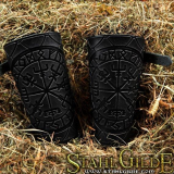 A Pair Leather Bracers Vegvisir Futhark   with Scale design 